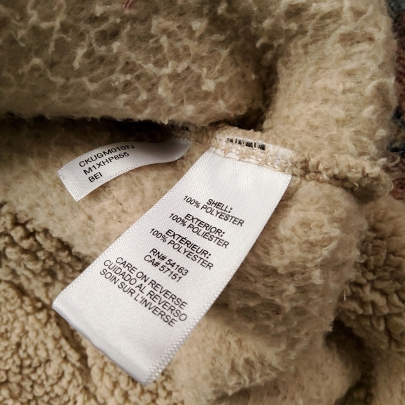 Calvin Klein Cozy Tan Teddy Quarter Zip Jacket - Picture 9 of 9